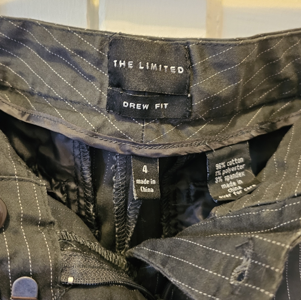 The Limited Drew Fit Grey Trousers with White Pinstripes - Size 4 - Picture 3 of 3